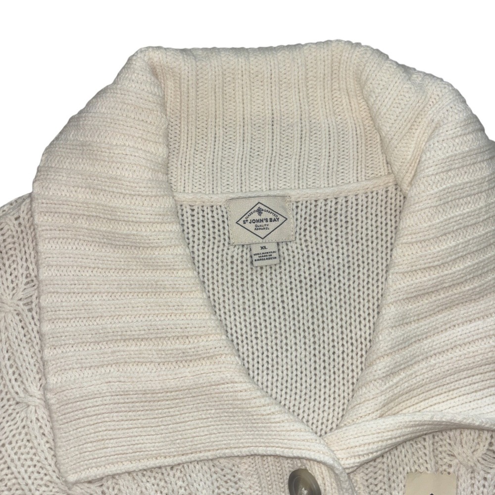 NEW St John's Bay Women's Ivory  Cardigan Sweater Button Down Collared Size XL - Picture 4 of 9